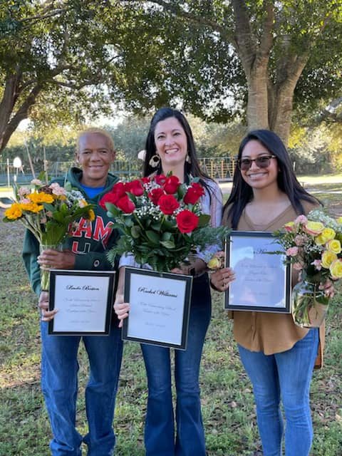 Linda Boston (left) was selected school related employee of the year. Rachel Williams (center) was chosen teacher of the year, and Ana Huerta is the Project ONE new teacher of the year.